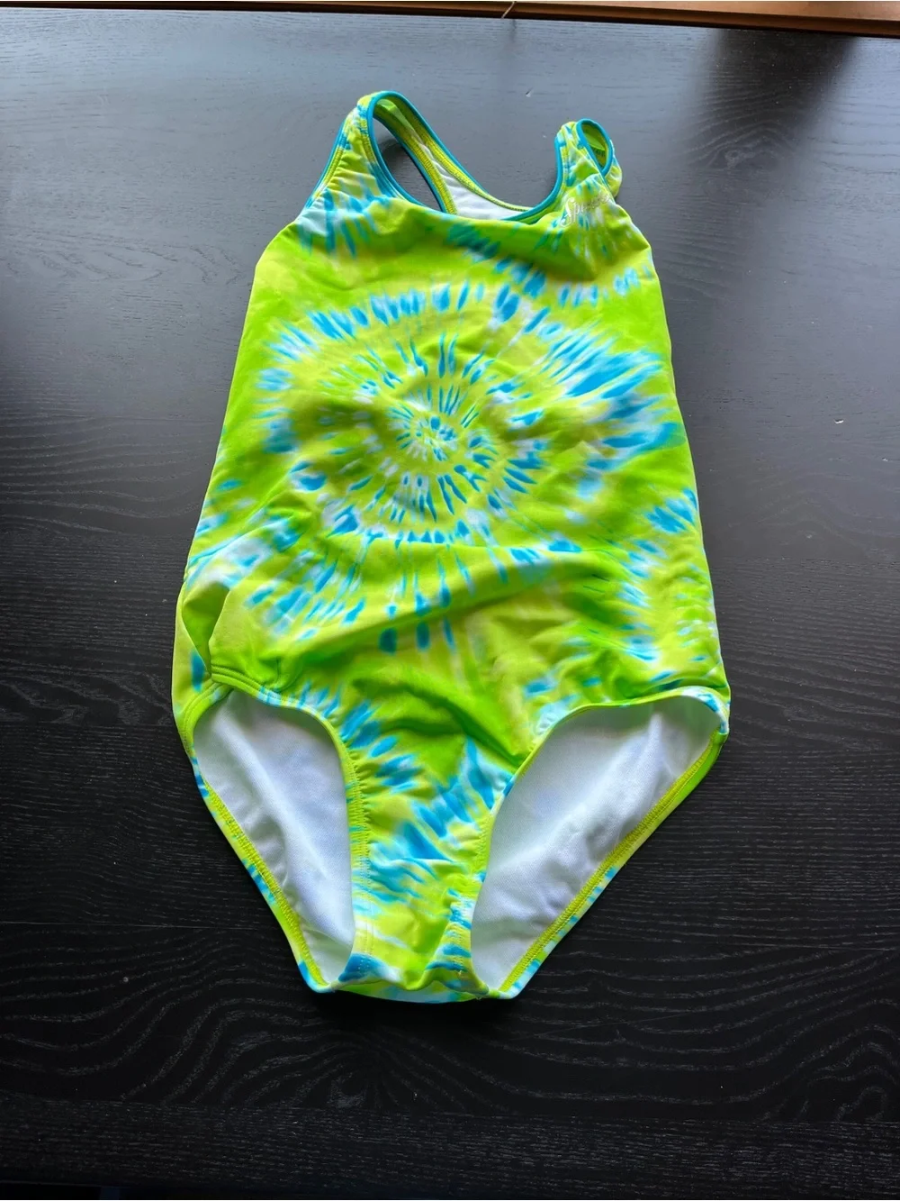 Brand New (Original $40) Speedo Girls Green Tie Dye One Piece Swimsuit Size 16
